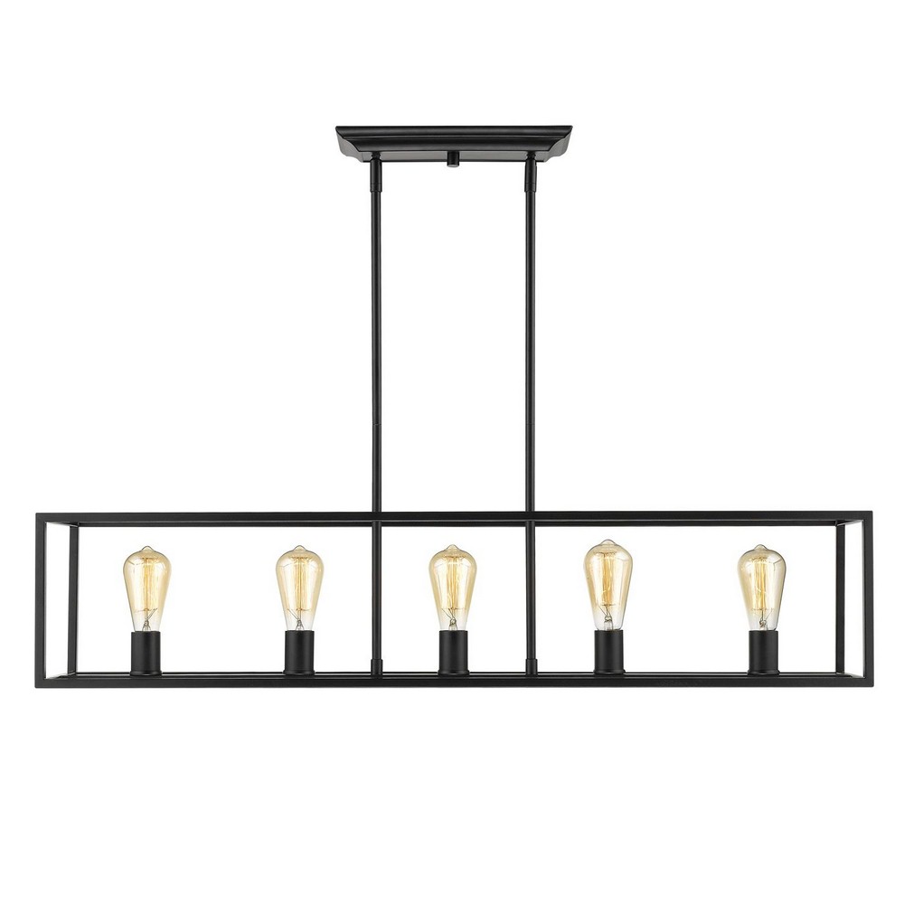 Golden Lighting-2072-LP BLK-Wesson - 5 Light Linear Pendant in Sturdy style - 8.75 Inches high by 41 Inches wide Black  Black Finish